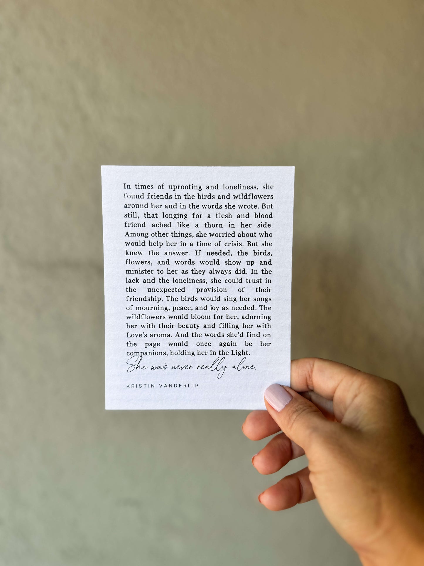 Postcard Prose Print - "Never Really Alone"